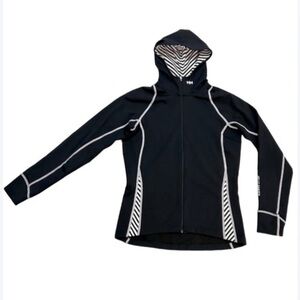 Helly Hansen Black and White Jacket with Hood and Athletic Fit